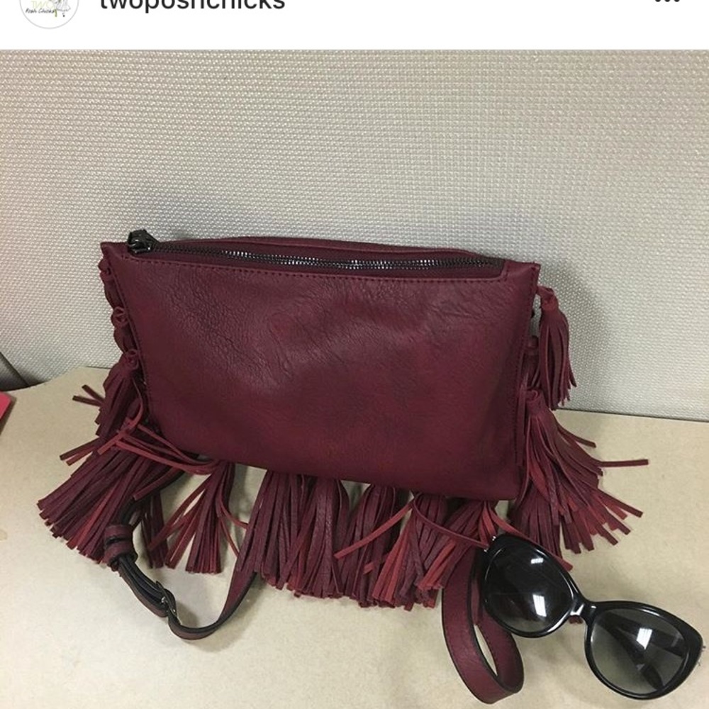 Faux Leather fringe clutch